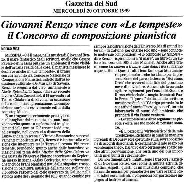 Gazzetta del Sud, 20 ottobre 1999