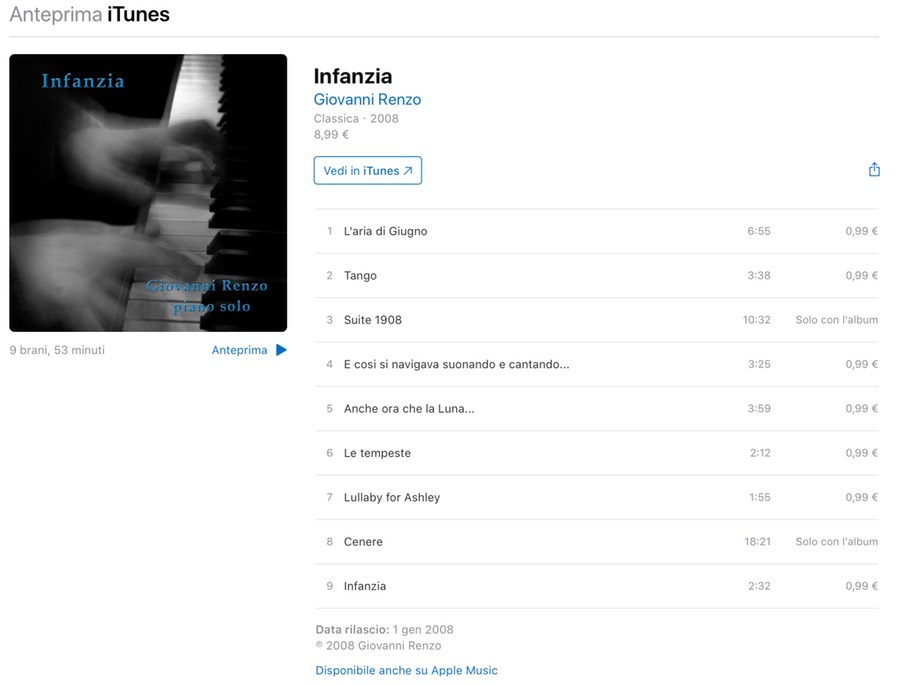 Infanzia iTunes
